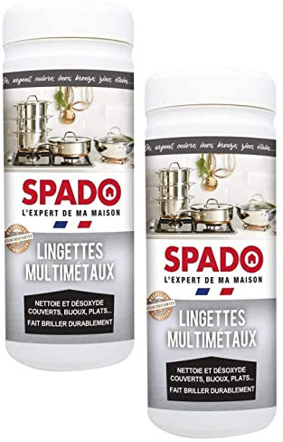 SPADO Lot de 2 Boîtes de 35 Lingettes multi métaux - Nettoie et Désoxyde