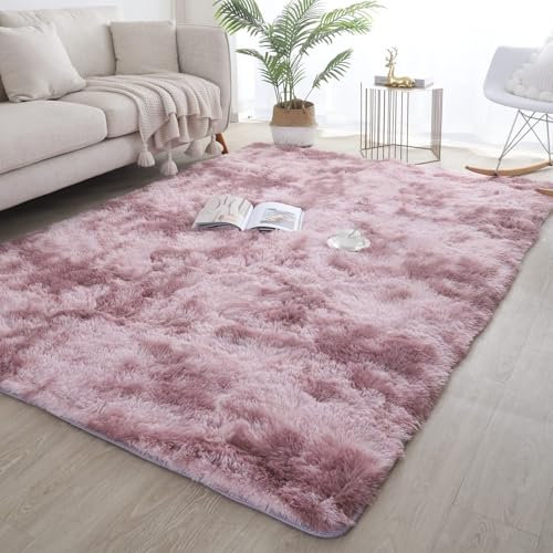lekeplus Rugs Living Room Large Rugs Bedroom Anti Skid Rug Shaggy Soft Rug for Living Room Bedroom Play Area Kids Room Luxury Decorative (Dark pink, 80x160cm)