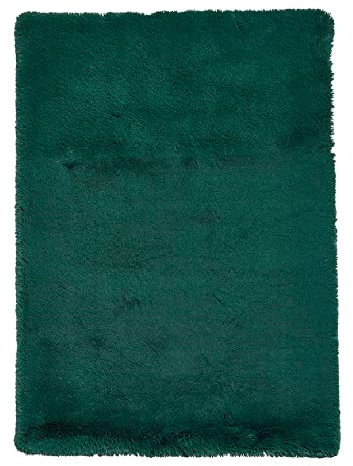 LUX Rugs Jewel Green Extra Super Soft Shaggy Luxury Floor Rug 80cm x 150cm | 8cm Extra Long Pile | 100% Polyester Table Tufted Yarn