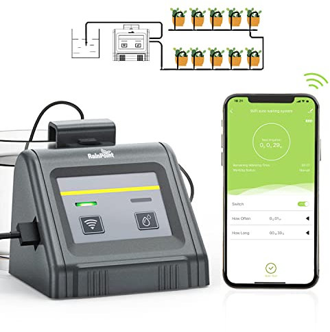RAINPOINT WiFi Automatisches Bewässerungssystem für Zimmerpflanzen,DIY-Tropfbewässerungsset Fernsteuerung des automatischen/manuellen/verzögerten Bewässerungsmodus über APP