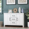 Galano Limestone 2 Door 3 Drawer Sideboard, Storage Cabinet and Organizers, Freestanding Cabinet for Living Room and Entryway (White)