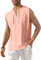 KUYIGO Maglia da uomo in cotone e lino senza maniche Henley Camicia casual con lacci da spiaggia Hippie Top, rosa chiaro, XL