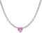 MAISON GIOIELLI FIRENZE - OHANA Collana Donna Tennis Placcata Oro Bianco con Zircone a Forma di Cuore Colorato, Collana Chiusura a Moschettone Ipoallergenica, Antigraffio e Waterproof (rosa)