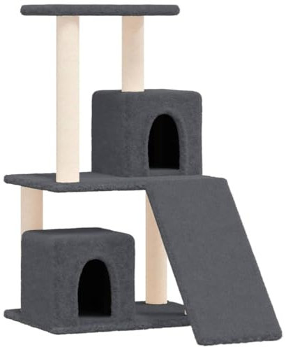 vidaXL Kratzbaum, Katzenkratzbaum mit Sisal-Kratzsäule, Katzenbaum mit Katzenhöhle Plüsch, Kletterbaum für Katzen, Katzenmöbel, Dunkelgrau 82cm