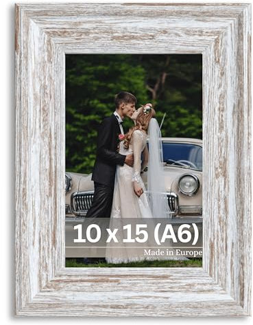 VictoR Bilderrahmen Vintage Vincent in Braun 10x15 cm (A6) - Vintage Fotorahmen Landhaus - Deko Rahmen mit bruchsicherem Acrylglas - Bilderrahmen 10x15 Braun