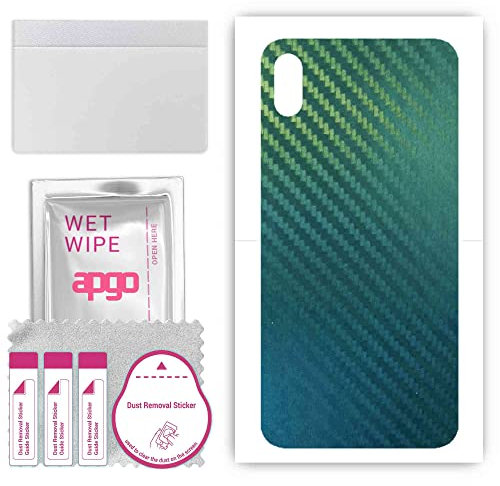 apgo Rückseite Schutzfolie, Skin, kompatibel mit Apple iPhone XS Max, Hinten Displayschutzfolie aus Vinylfolie, kratzfest, einfache Montage - Kohlenstoff-Chamäleon CAKA1