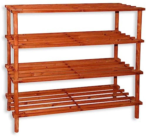 AC - Zapatero de 4 Niveles - Fabricado en Madera Natural - Estantería Multiusos - Ideal para recibidor, Pasillo o Dormitorio - 67 x 63 x 26 cm - Color Cerezo