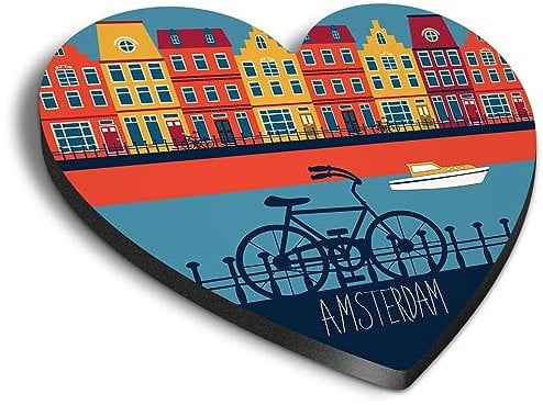 1x Heart MDF Magnet 6cm - Amsterdam Netherlands Holland Travel - Fridge Locker Office Whiteboard Toolbox #58780