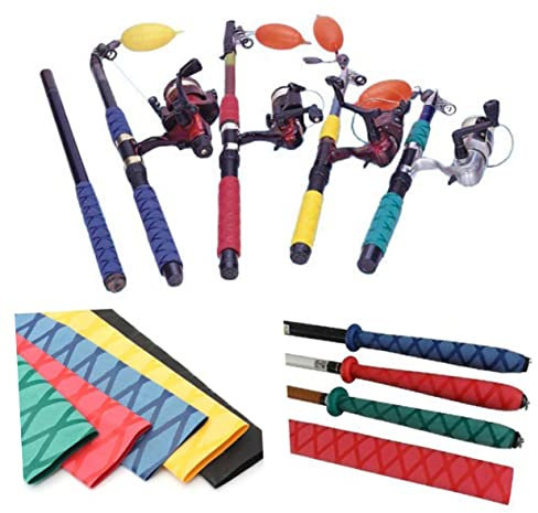ULTECHNOVO 2pc Heat Shrink Handle Cover Non-Slip Tube Waterproof Insulation Wrap for Fishing Rod 2cm Diameter Black Racket and Bat Grip Sleeve