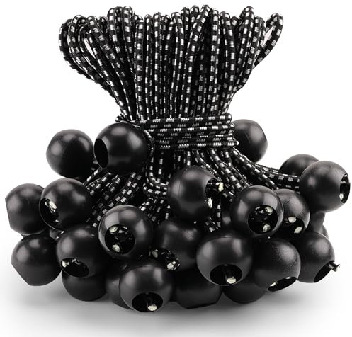 Bungee-Schnur-Bälle: 15,2 cm, 52 Stück, elastische Bungee-Ball-Seil, Plane, Spanngurt, Haken, Baldachin, Regenschirm, Gummi, verstellbare Markise zum Aufhängen