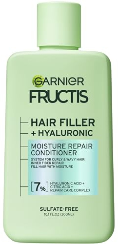 Garnier Fructis Hair Filler Moisture Repair Conditioner, Sulfate Free Conditioner for Curly, Wavy Hair with Hyaluronic Acid, 10.1 Fl Oz, 1 Count