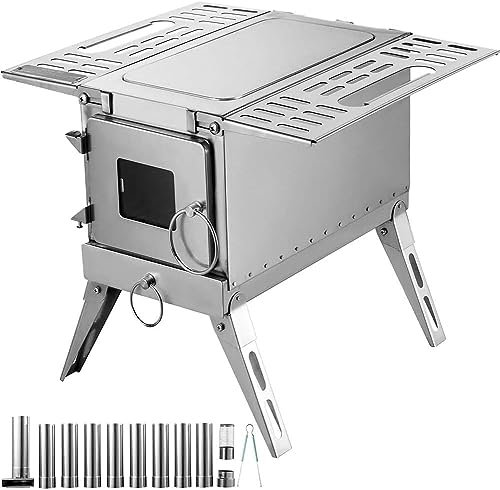 HACSYP Camping-Kochofen, Outdoor-Zelt-Heizofen, klappbarer Holzofen aus Edelstahl, vielseitig einsetzbar for Camping, Jagd, Kochen