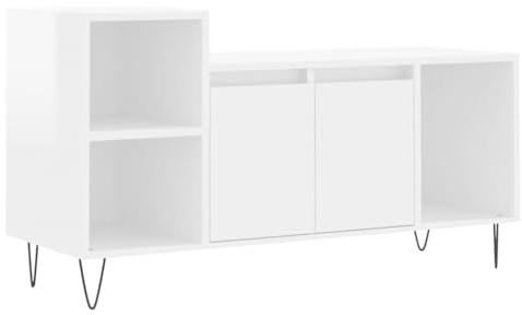 vidaXL TV-Schrank Hochglanz-Weiß 100x35x55 cm Holzwerkstoff