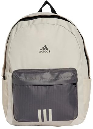 adidas Unisex Classic Badge of Sport 3-Stripes Backpack, Aluminium/Black/Aluminium, One Size