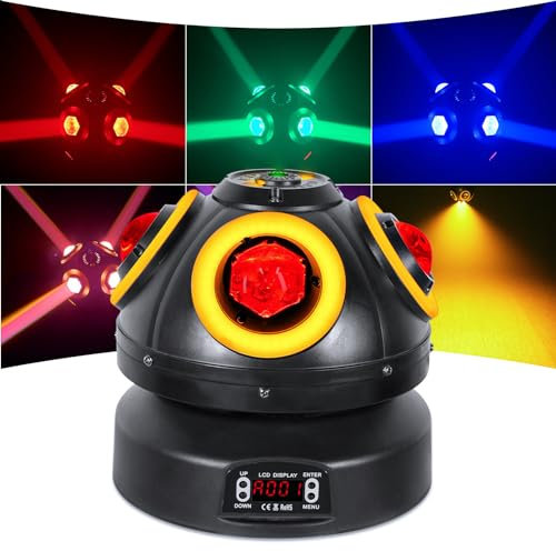 Moving Head Bühnenlicht 70W, 4pcs RGBW LED Lampenperlen mit hoher Helligkeit und goldener Blende Partylicht, 540 ° drehbare d-mx512 Sprachaktivierung für DJ KTV Disco Party