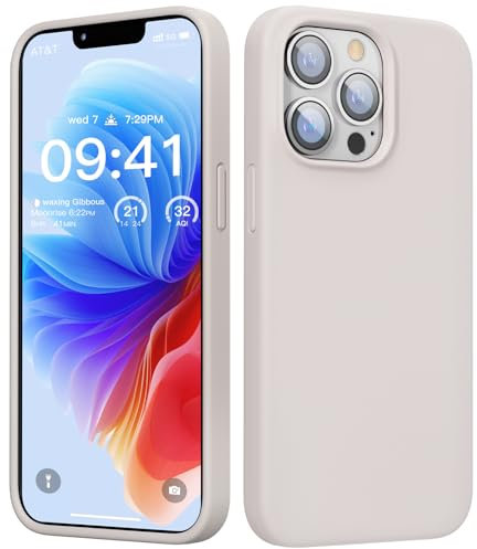 GOODVISH Liquid Silicone Case Designed for iPhone 13 Pro Case, Shockproof Gel Rubber Phone Case with [Anti-Scratch] Soft Microfiber Lining 4 Layers Thickened Cover 6.1 inch, Stone Grey