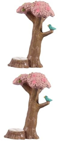 Yardwe 2St Mikro-Landschaftsverzierung Heimdekorationen Dekoration Wohnkultur Ornament Mikrolandschaftsverzierung Miniatur-Landschaftsaccessoire Haushalt schmücken Kirschbaum Harz
