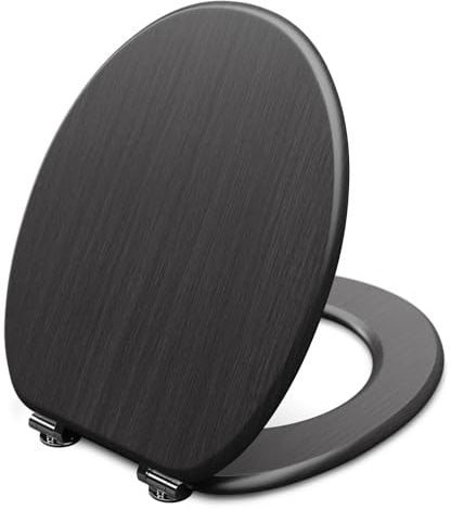 DOMBACH Abattant WC avec Frein de Chute, Siège de Toilette, Cuvette Toilette en Bois Antibactérienne, Abattant WC Bois, Forme Ovale Antidérapante, Installation Facile, Lunette WC Qui Supporte 150 kg