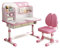 Reheyre Set di scrivania e sedia per bambini, rosa con altezza regolabile, cassetti e contenitori, motivo cartone animato, tavoli e sedie per bambini e ragazze (doppio schienale rosa)