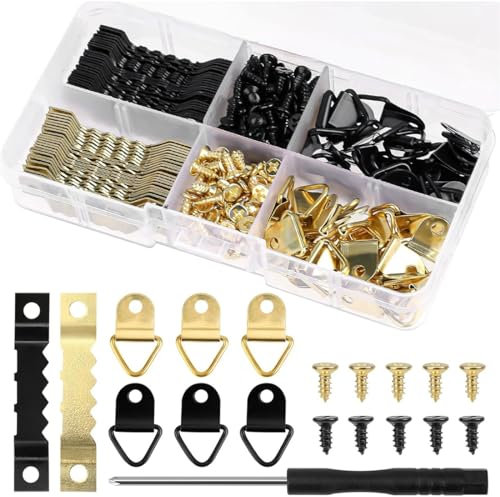 VIVIIHOO 251 ganchos para cuadros para atornillar, ganchos para marcos de fotos con tornillos y caja de almacenamiento, fijaciones para cuadros y lienzos, ganchos para colgar cuadros y lienzos,