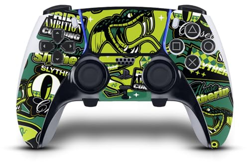 Head Case Designs Offizielle Harry Potter Slytherin Muster Grafiken Vinyl Haut Gaming Aufkleber Abziehbild Abdeckung kompatibel mit Sony PlayStation 5 PS5 DualSense Edge Controller