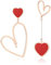 Linawe Red Heart Dangle Earrings for Women Trendy, Rose Gold Drop Earrings Dangling, Titanium Stainless Steel Hypoallergenic Cute Asymmetrical Mismatched Love Earrings Jewellery