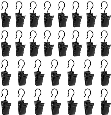 ALLisWE 30 Pezzi Clip per Tende con Ganci Mollette in Acciaio Inox per Tendaggi Multifunzione Antiruggine Clip Tenda Doccia in Metallo per Ufficio La Decorazione Domestica Luci Stringa Carte Foto