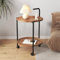 GOLDFAN Rolling 2-Tier Wooden Side Table, Sofa end Table Movable Coffee Table on Wheel Narrow Side Table for Living Room, Bedroom, Lounge (Round)