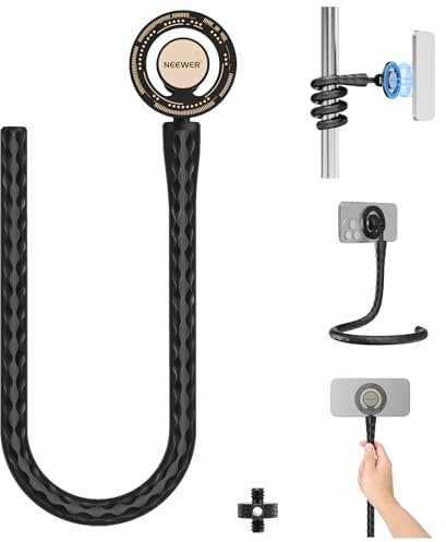 Neewer Soporte magnético Flexible para teléfono con Adaptador de Tornillo de 1/4, Mini trípode Flexible Compatible con MagSafe iPhone, Samsung, teléfonos celulares Android para