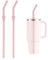 Lot de 2 Pailles de Rechange à Presser pour Hydro Flask Gobelet de Voyage de 40oz, Pailles Réutilisables en Silicone Sans BPA pour Hydro Flask Bouteille d'Eau Accessoires Pièces (Rose)
