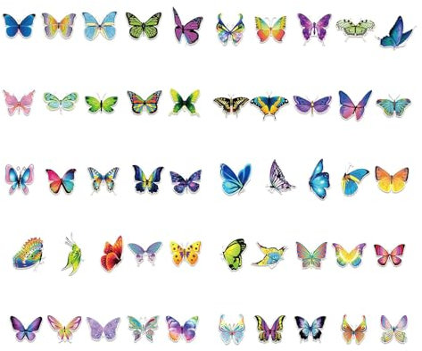 50 Stück Schmetterling Aufkleber Wasserdicht Aufkleber für Koffer Laptop Auto Wand Fenster Flaschen