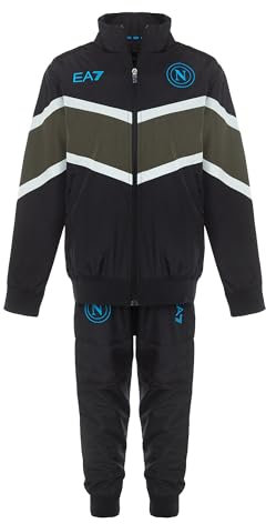 SSC Napoli EA7 Tuta Estiva Nylon Jr. Blu Navy, EA7 Prodotto Ufficiale, Tuta Senza Cappuccio Calcio 2024/2025, 12 anni
