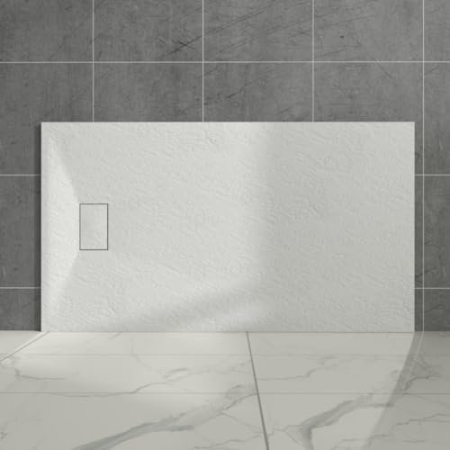 Aquariss SMC Slate Effect Shower Enclosure Tray 1600x900mm Rectangular Wetroom Shower Base White
