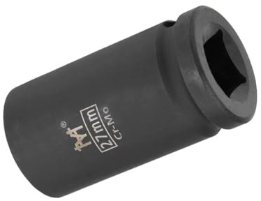 Unifizz Douille à choc de 27 mm de profondeur avec design à 6 points, acier Cr-V traité thermiquement, longueur 78 mm, tailles métriques