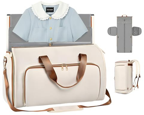 Kleidersäcke für Reisen für Damen, PU Leder Anzugtasche Garment Duffle Bag 2 in 1 Hängenden Faltbaren Koffer Anzug Reisetaschen mit Schuhbeutel Sporttasche für Reisetasche mit Kleidersack