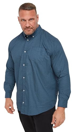 BadRhino Big & Tall Geometric Print Party Shirt - Men's - Plus Size Curve Blue