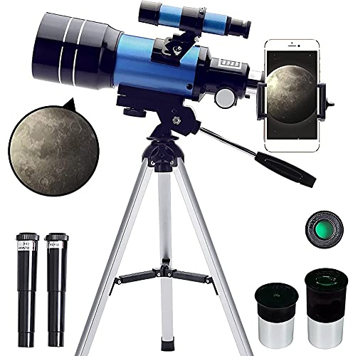 Muuoeou Teleskop für Erwachsene und Kinder, 70 Mm ÖFfnung (15X-150X) Tragbare Refraktor Teleskope für AnfäNger, 300 Mm Teleskop