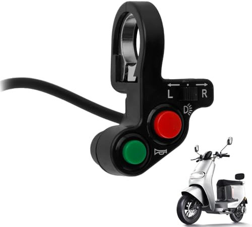 Interrupteur de Guidon Moto, Interrupteur de Clignotants Multifonction pour Guidon de 22 Mm (7/8), Interrupteur éTanche pour Phares, Clignotants et Klaxon. Conception Robuste pour Motos, Vtt et Scoot