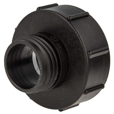 tecuro IBC Adapter mit Grobgewinde S100 x 8 auf Außengewinde S60 x 6, passend zu Anschlussgewinde IBC Tank: S100x8, Kunststoff HDPE schwarz