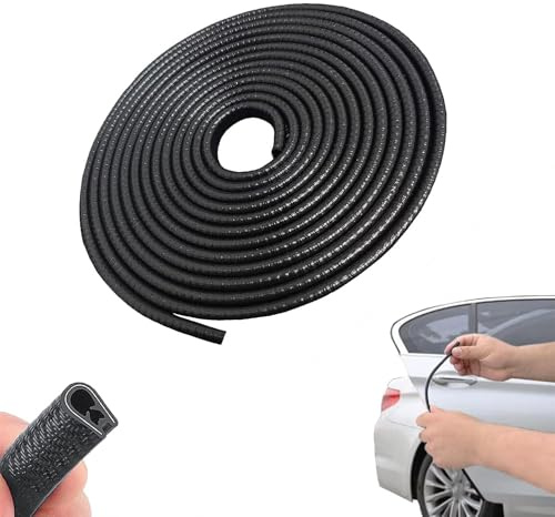 WHLXQ Car Door Edge Protector for Dacia Spring Lodgy Dokker Duster Logan Sandero Stepway, No Glue Car Door Edge Guard Rubber U Shape Car Trim Door Protectors Edge Guards,A/Black