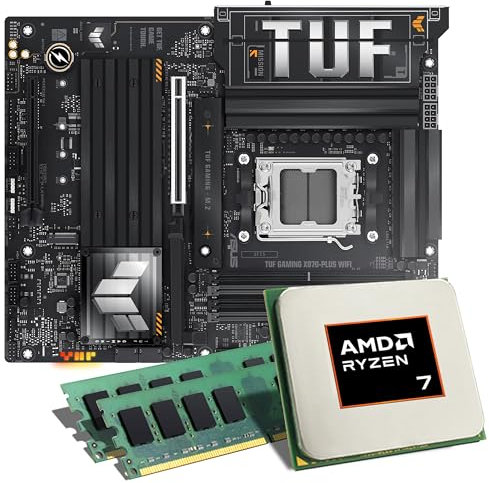 Mainboard Bundle | AMD Ryzen 7 9800X3D, 8X 4700 MHz, 64 GB DDR5-RAM, ASUS TUF Gaming X870-PLUS WiFi, 4X M.2 Port, PCIe 5.0 x16, USB 4 | Tuning Kit | CSL PC Aufrüstkit