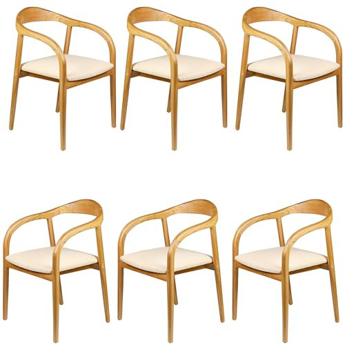 Casa Moro Esszimmerstühle 6er Set Essstühle - Esstisch Stühle Esszimmer, Polsterstühle Holz Beige