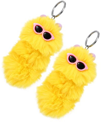 YARNOW 2Stücke Plüsch Schlüsselanhänger Flauschige Caterpillar Schlüsselanhänger Weiche Textur Schlüsseldekoration Für Damen Und Attraktives Design