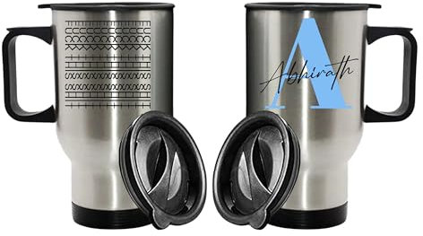 Getagift Personalised Hidden Message Mug – “F*ck It This Shit” Optical Illusion with Name & Initial, Insulated 14oz Travel Mug, Tea, Coffee Mug. (Silver)