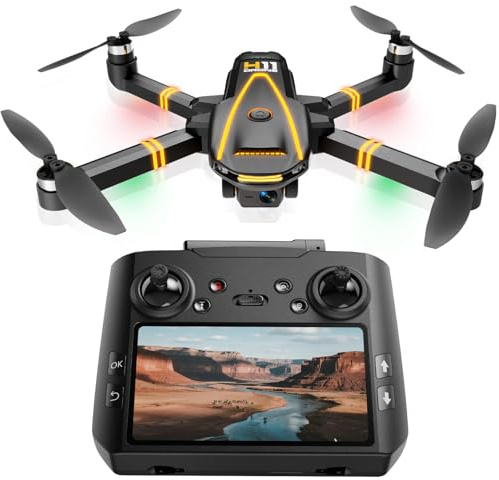 GPS Drone with EIS 4K Camera for Adults Kids, RC Drones with 4.5 inch HD Screen on Controller,Auto Return,2 Batteries for 45 min Flight Time,Long Range Transmission,Circle Fly and Follow Me Mode,Foldable Quadcopter for Beginner Kids Gifts Toy,Under 249g