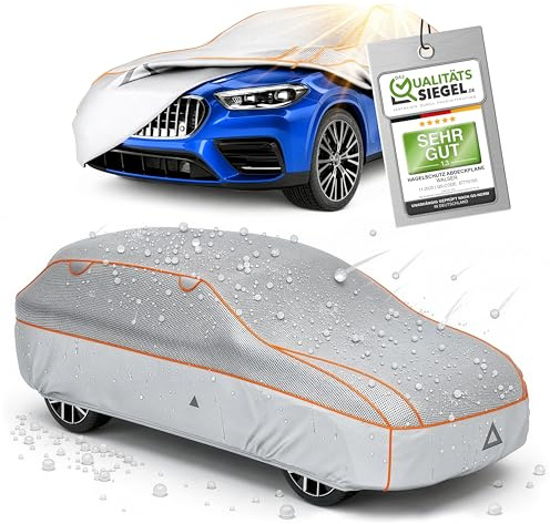 WALSER Premium Hagel- & Hitzeschutz Abdeckplane Auto, Auto Hagelschutzplane EPE Sun Protect - reduziert Hitze im Innenraum, 100% wasserdichte Autogarage Abdeckung, Ganz-Jahres-Abdeckplane Größe 6