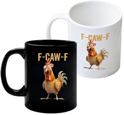 Generisch F-CAW-F Lustiger Hühner Becher | F CAW F Keramik Kaffeetasse | Neuheit FCAWF Meme Rooster Krähes Kaffeebecher | Funny Meme Rooster Milchbecher Teetassen für Hühnchen Liebhaber Geschenk