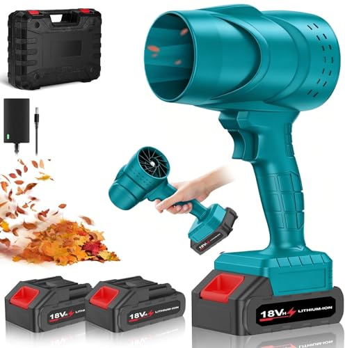 Akku Laubbläser, 130.000 U/min Mini Laubbläser mit 3000 mAh Akkus, Handheld Auto Gewaltgebläse für die Hausreinigung im Freien, Staub, Blätter, Schnee (Blau)