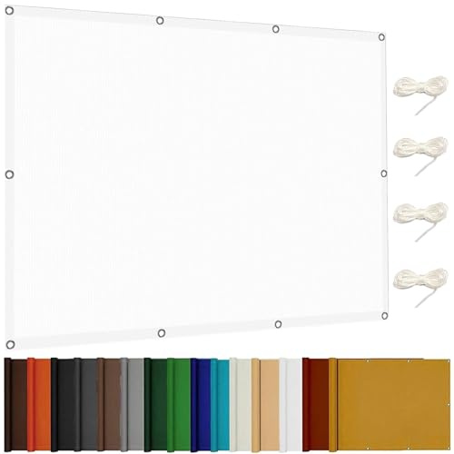 Toldo Vela de Sombra 2 x 6 m Impermeable Protección Rayos UV Rectangular Lona de Sombra Prueba de Viento Resistente Al Desgarro para Exterior Terraza Patio Jardín, Blanco
