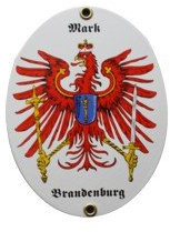 Brandenburg Mark Emaille Schild Mark Brandenburg 11,5 x 15 cm Emailschild Oval.